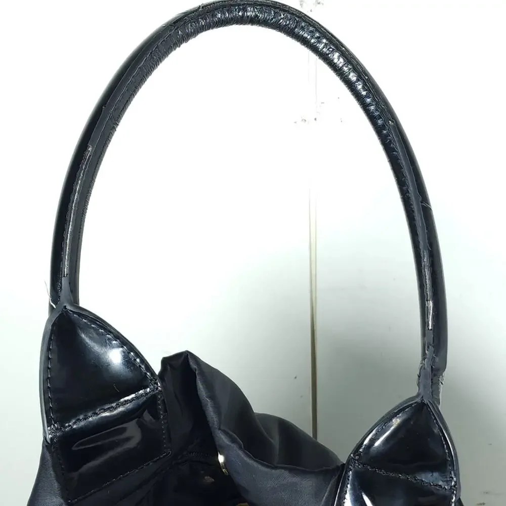 Tory Burch Ella Black Nylon Leather Trim Large Tote Bag Handbag